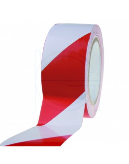 Vloermarkeringstape 150my PVC rood/wit 50mm/33m
