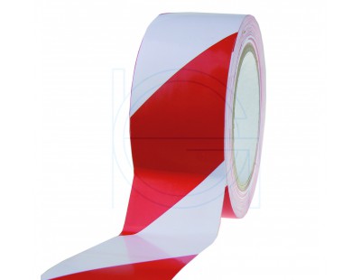 Vloermarkeringstape 150my PVC rood/wit 50mm/33m Tape 