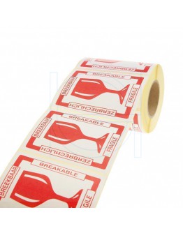 Labels Fragile glass in 4 languages 500 pcs per roll