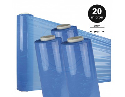 Hand stretch film Blue 20µ / 50cm / 300m Stretch film rolls