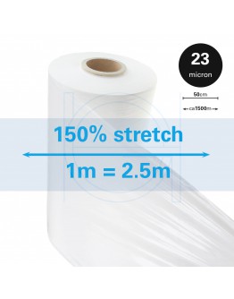 Machine stretch film 150% Standard white 23µm / 50cm / 1.500m