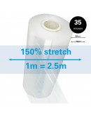Machine stretch film 150% Standard transparent 35µm / 50cm / 1.000m Stretch film rolls