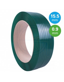 PET Band groen 15,5mm/0,90mm/1500m Gewafeld