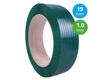 PET Band groen 19mm/1,00mm/1000m Gewafeld Omsnoeringen
