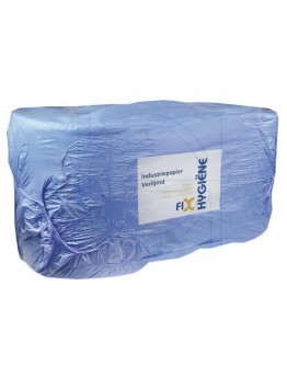 Industrial cleaning paper rolls FIX-HYGIËNE glued blue, 24cm / 300m - 2 rolls
