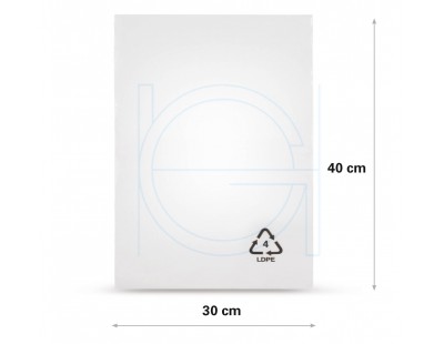Flat poly bags LDPE, 30x40cm, 50my - 1000x PE Film 