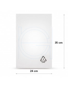 Flat poly bags LDPE, 24x35cm, 50my - 1000x