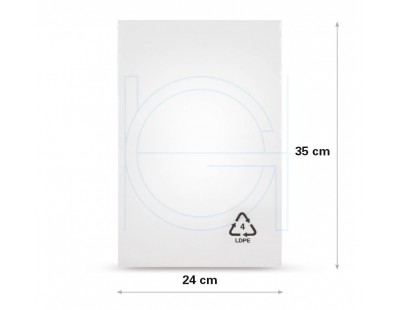 Flat poly bags LDPE, 24x35cm, 50my - 1000x PE Film 