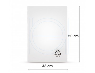 Flat poly bags LDPE, 32x50cm, 50my - 1000x PE Film 