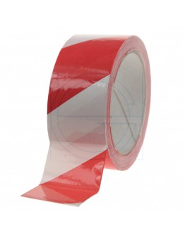Vloermarkeringstape 100my PVC rood/wit  50mm/33m 