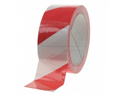 Vloermarkeringstape 100my PVC rood/wit  50mm/33m  Tape 